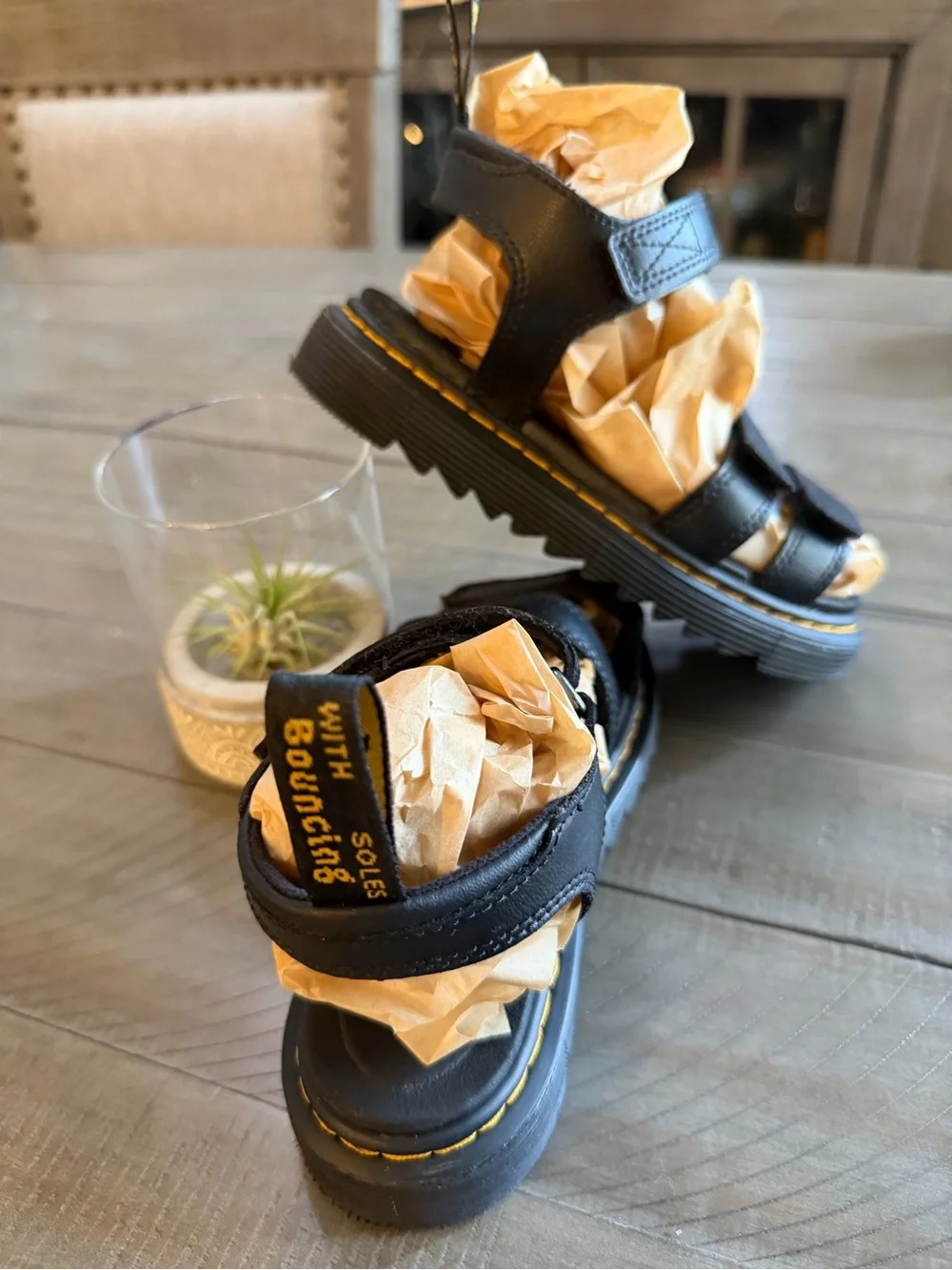 DR. MARTENS JUNIOR KLAIRE LEATHER STRAP SANDALS
